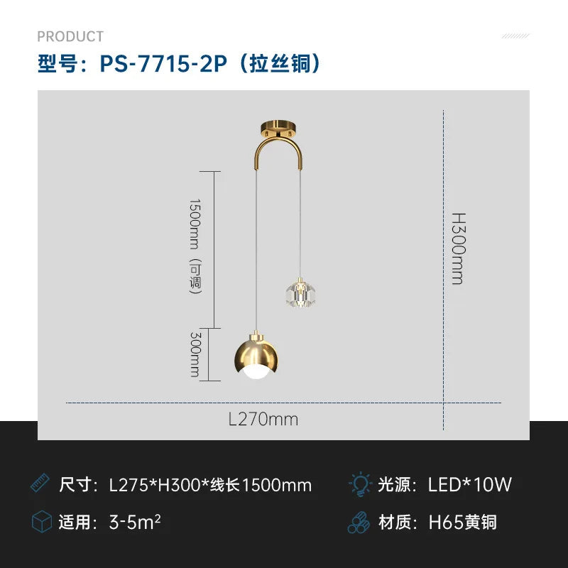Lámpara de araña colgante de bola de cristal DecorBites™ para sala de estar de lujo, dormitorio, villa de hotel