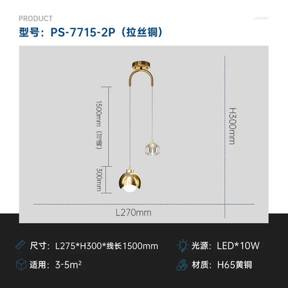 Lámpara de araña colgante de bola de cristal DecorBites™ para sala de estar de lujo, dormitorio, villa de hotel