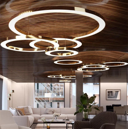 DecorBites™ Circular Gold Ring LED Pendant Light for Dining Room and Living Room