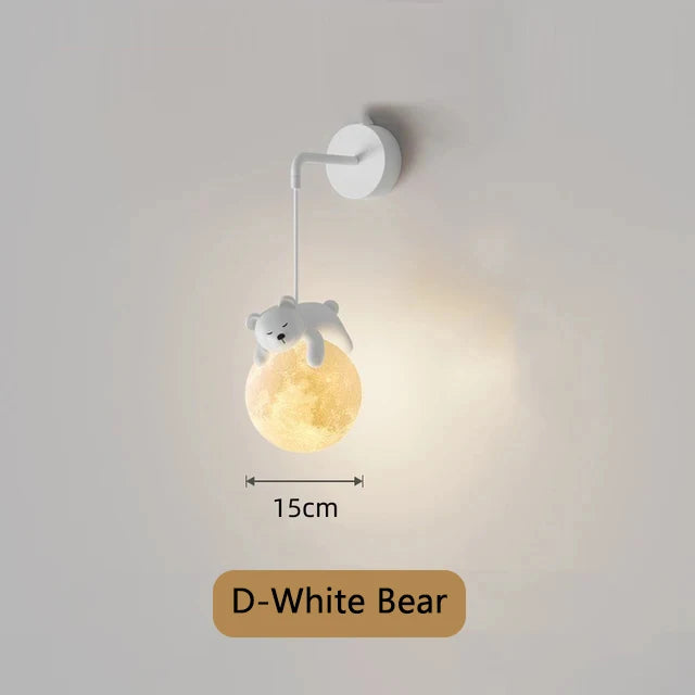 ديكوربايتس™ مصباح حائط على شكل دب أزرق وردي لغرفة نوم الأطفال، إضاءة قمرية ثلاثية الأبعاد، لمبة G9