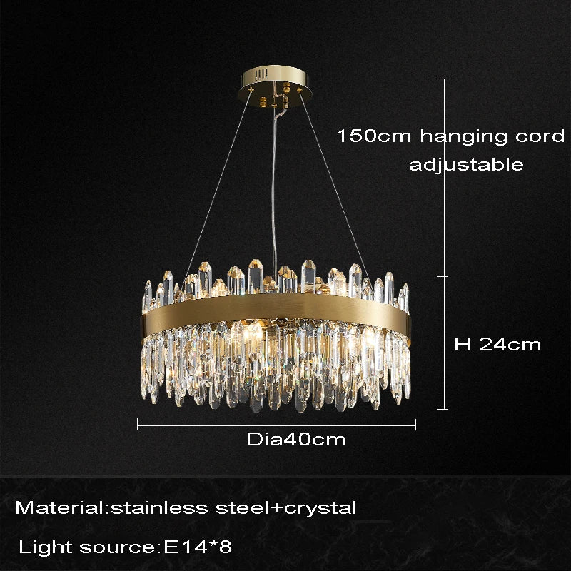 DecorBites™ Crystal Chandelier LED Dining Room Light Gold Lustres