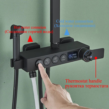 DecorBites™ Digital Display Thermostatic Shower Faucet Set Rainfall Shower Mixer