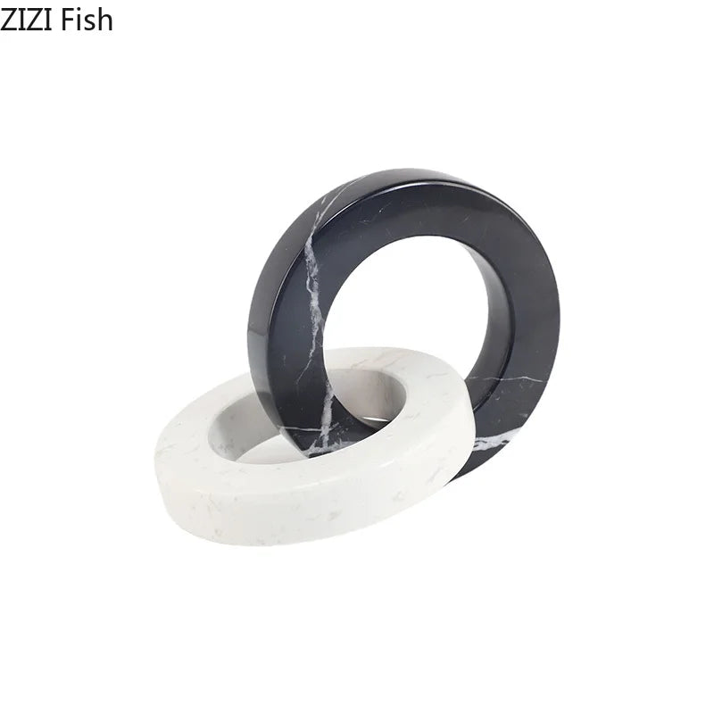 ديكور مكتب DecorBites™ - تمثال حلقي مربع تجريدي