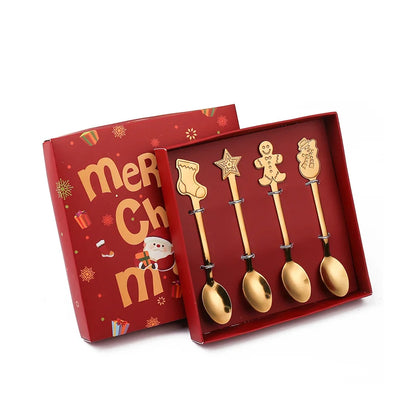 DecorBites™ Christmas Coffee Spoons Gift Box - Stainless Steel Festive Cutlery Spoon Set