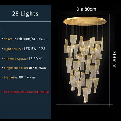 Acrylic Modern Pendant Light 18-Light Round Staircase