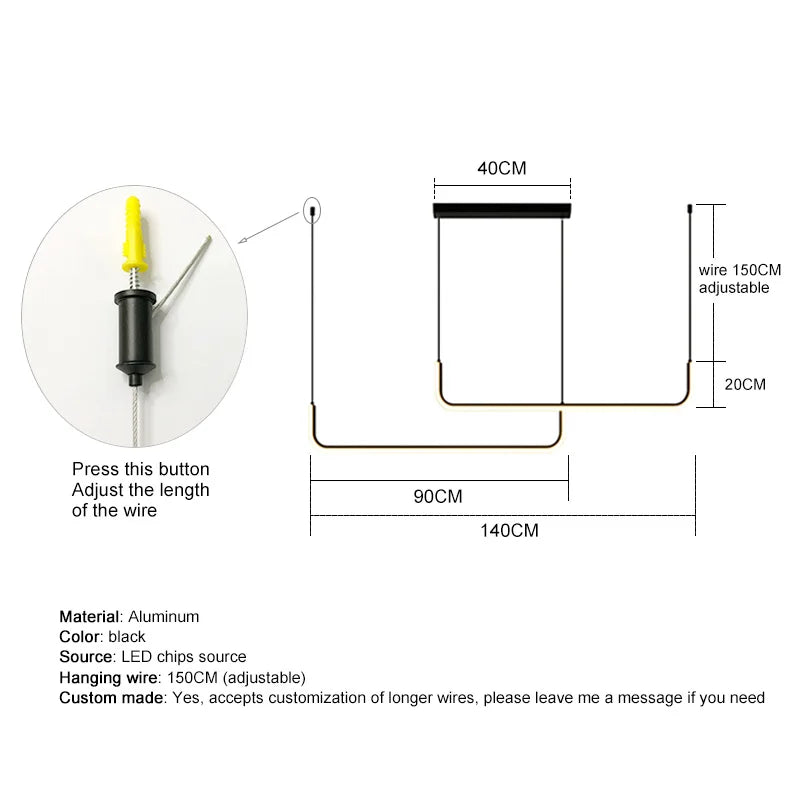 Lámpara colgante LED negra DecorBites™ para comedor, cocina o bar