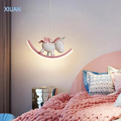 DecorBites™ Kids Unicorn Pendant Lamps White Bear Pink Elephant Chandeliers