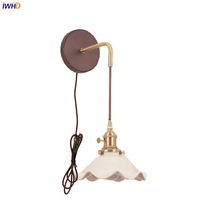 DecorBites™ Ceramic Wood LED Wall Sconce, Modern Adjustable Nordic Lamparas De Pared for Bedroom