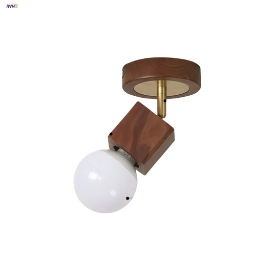 Lámpara de techo LED DecorBites™ Cube de madera y cobre, estilo loft vintage