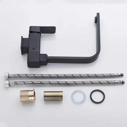 Grifo de cocina giratorio de 360° DecorBites™ negro, mezclador para fregadero de montaje sobre encimera, acero inoxidable 304