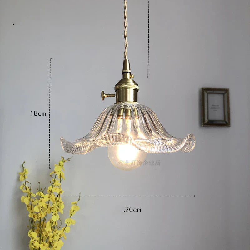 Green Glass Pendant Light Polished Copper 3-Head