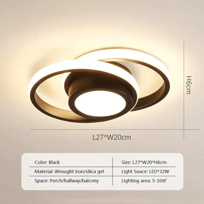 Lámpara de techo LED cuadrada negra DecorBites™: Iluminación moderna para pasillos, vestidores y balcones.