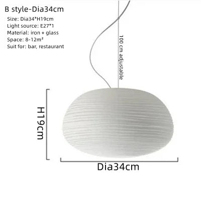 DecorBites™ Glass Whorls Cocoon Pendant Light: Milky White Kitchen Dining Hanging Lamp