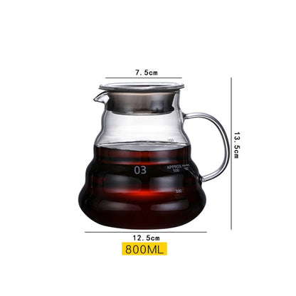 Decorbites™ Glas-Pour-Over-Kaffeemaschine Topf Barista-Brauer Filter-Dripper - 800 ml