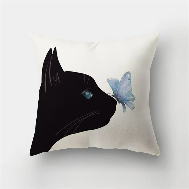 DecorBites™ Deer Animal Short Plush Pillowcase with Natural Leaves and Flowers