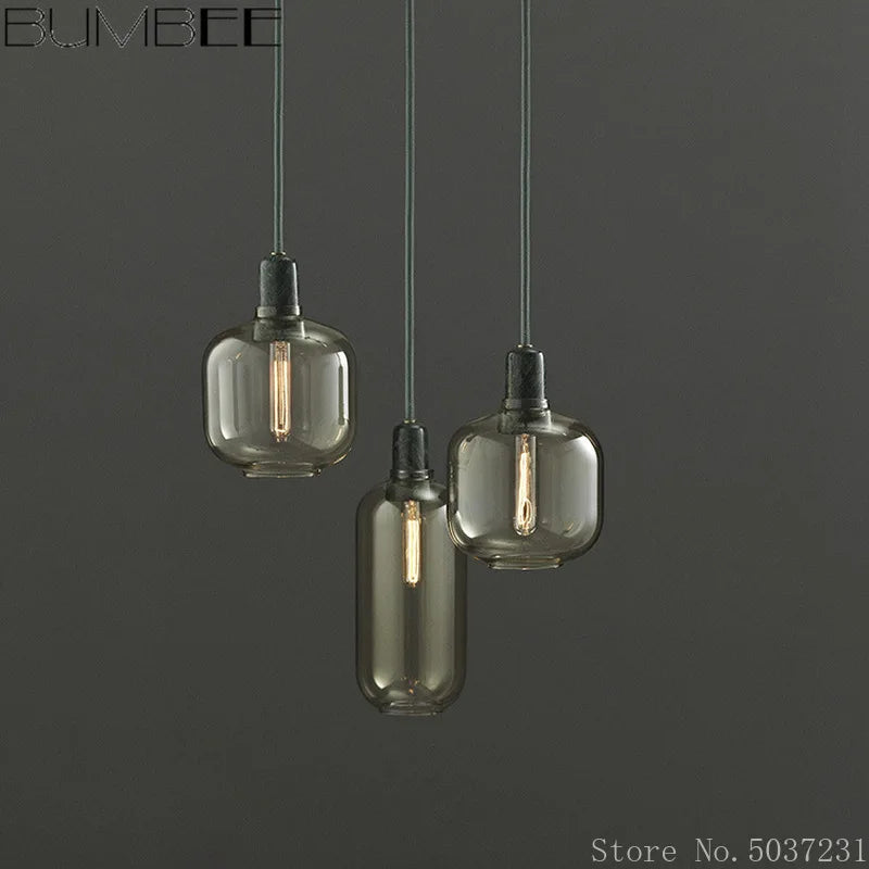 DecorBites™ Industrial Stained Glass Pendant Lamp LED Hanging Lights for Dining & Living Room