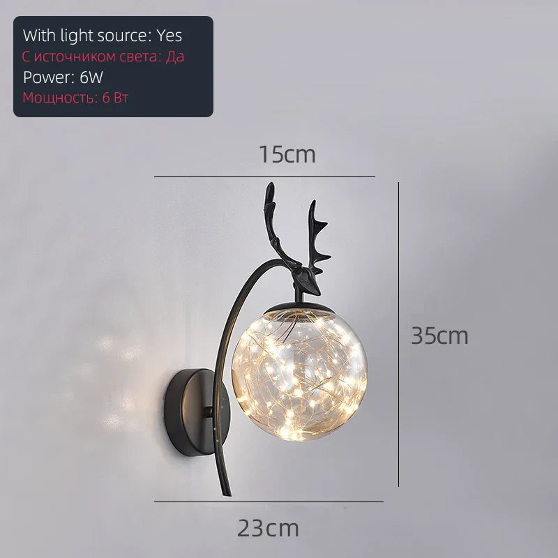DecorBites™ LED Glass Bulb Pendant Light: Modern Round Design, Gold/Black, Gypsophila String