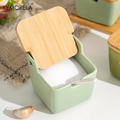 DecorBites™ Japanese Retro Ceramic Seasoning Jar Set with Tray - 3-Piece Kitchen Organizer