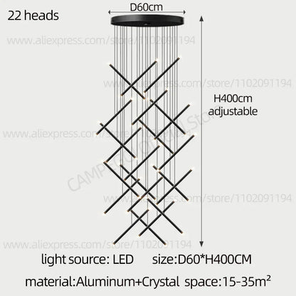 DecorBites™ LED Staircase Pendant Chandelier, Modern Nordic Restaurant Hanging Light