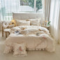 Decobites Pink Butterfly Embroidery Lace Princess Wedding Bedding Set