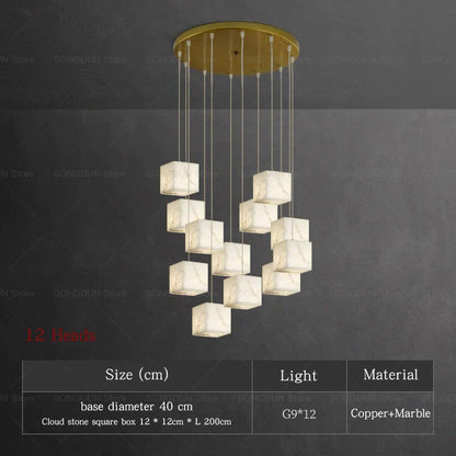DecorBites™ Jade Design Chinese Chandelier for Duplex Villa Restaurant and Living Room
