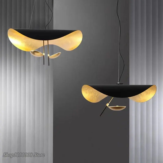 DecorBites™ Gold Texture LED Pendant Lights: Modern Living Room Bedroom Hanging Lamps