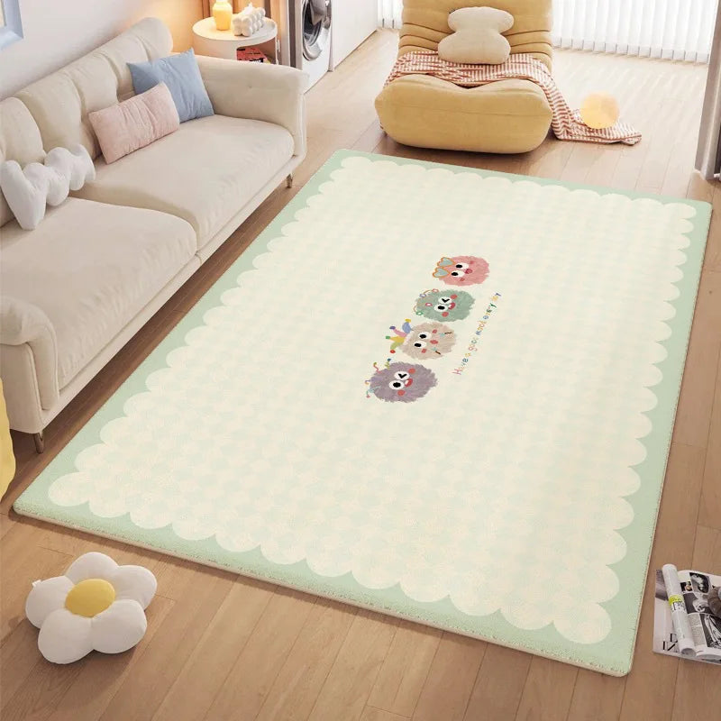 DecorBites™ Cartoon Ball Print Cozy Carpet: Anti-Slip, Stain-Resistant Bedside Rug