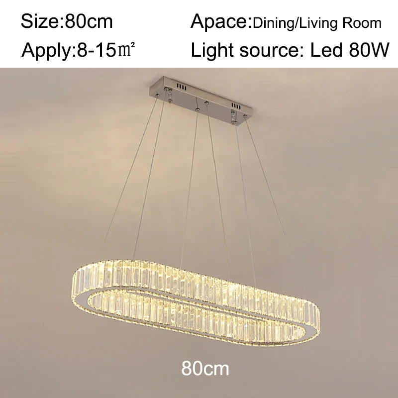 DecorBites™ Crystal Oval LED Chandelier: Luxury Lighting Fixture for Living Room - Modern Design