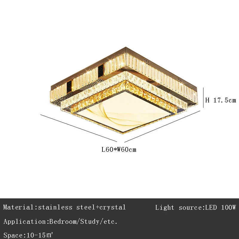 Decorbites™ Gold-Deckenleuchte | Moderne rechteckige Kristall-Leuchte für Schlafzimmer und Wohnzimmer