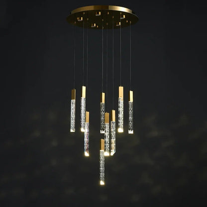 DecorBites™ Gold Crystal LED Chandelier for Modern Loft Living Room Staircase