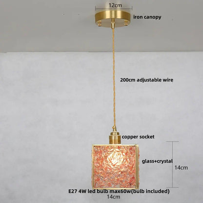 DecorBites™ Copper Walnut LED Pendant Lamp Crystal Glass Hanging Light