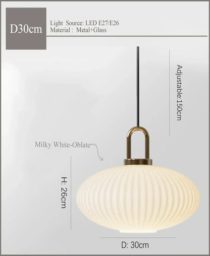 DecorBites™ Japanese Glass Pendant Light: Modern Nordic LED Hanging Lamp for Bedroom Home Décor