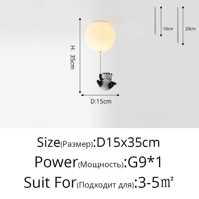 DecorBites™ Kids Cartoon Panda Polar Bear Ceiling Light Chandelier for Boys and Girls' Bedroom