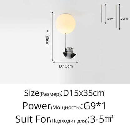 DecorBites™ Kids Cartoon Panda Polar Bear Ceiling Light Chandelier for Boys and Girls' Bedroom