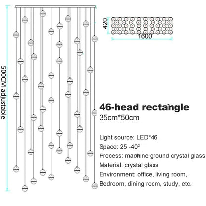 Modern Spiral Crystal Ball Staircase Pendant Chandelier
