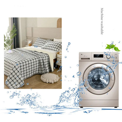 طقم غطاء سرير مزدوج من القطن من DecorBites™ بتصميم زهور لديكور سرير منزلي صحي