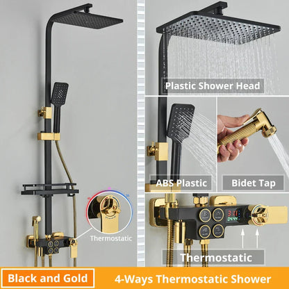 DecorBites™ Digital Display Thermostatic Shower Faucet Set with Rain Shower Head