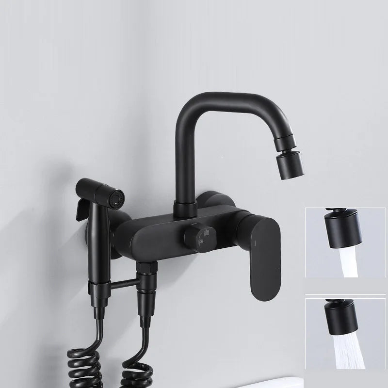 DecorBites™ Dual Hole Kitchen Mixer Tap Black Brass Chrome Kitchen Faucet