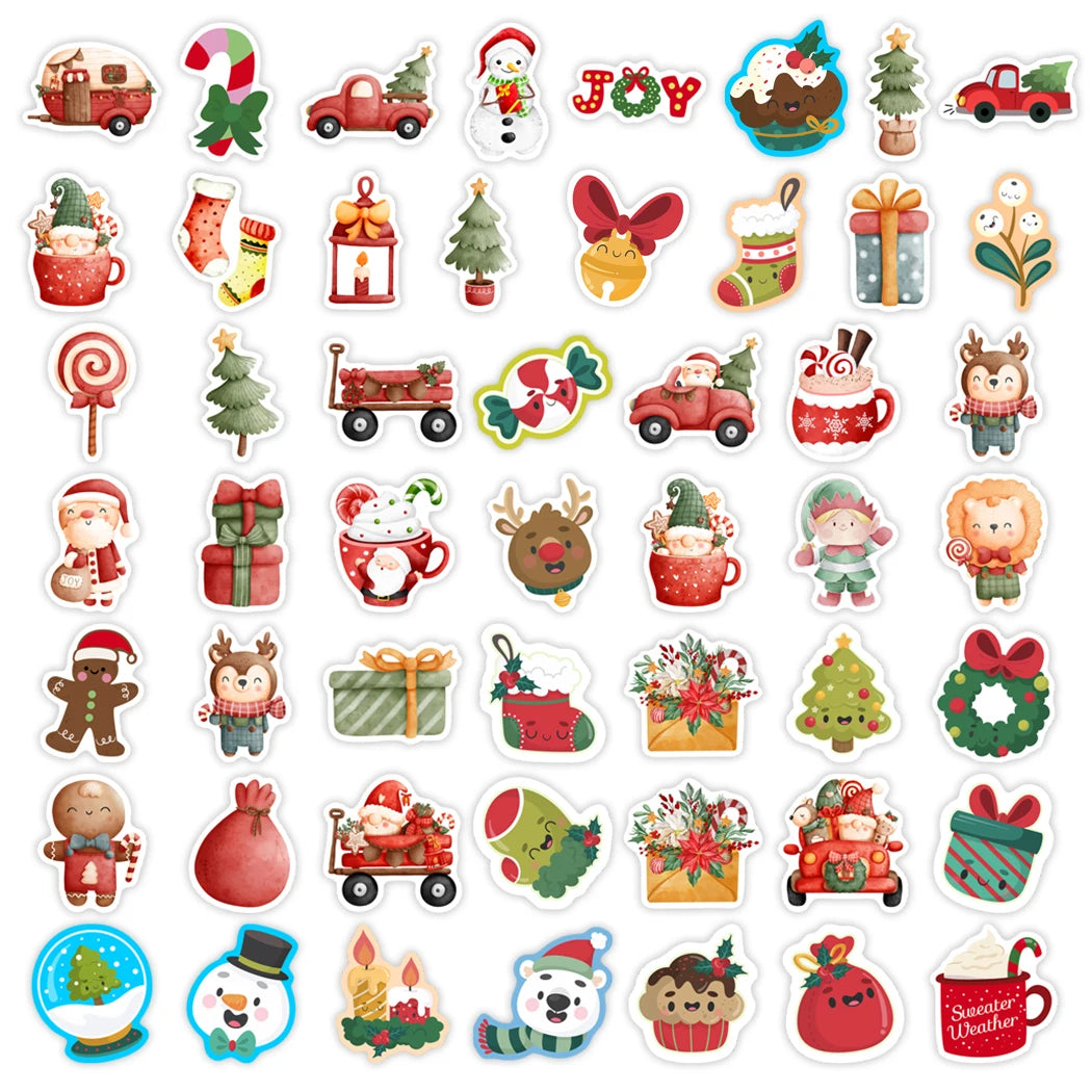 Christmas Stickers Cute Seal Sticker Cartoon DIY Scrapbooking Decoration Decals Funny Children Toys PVC Waterproof for Laptop