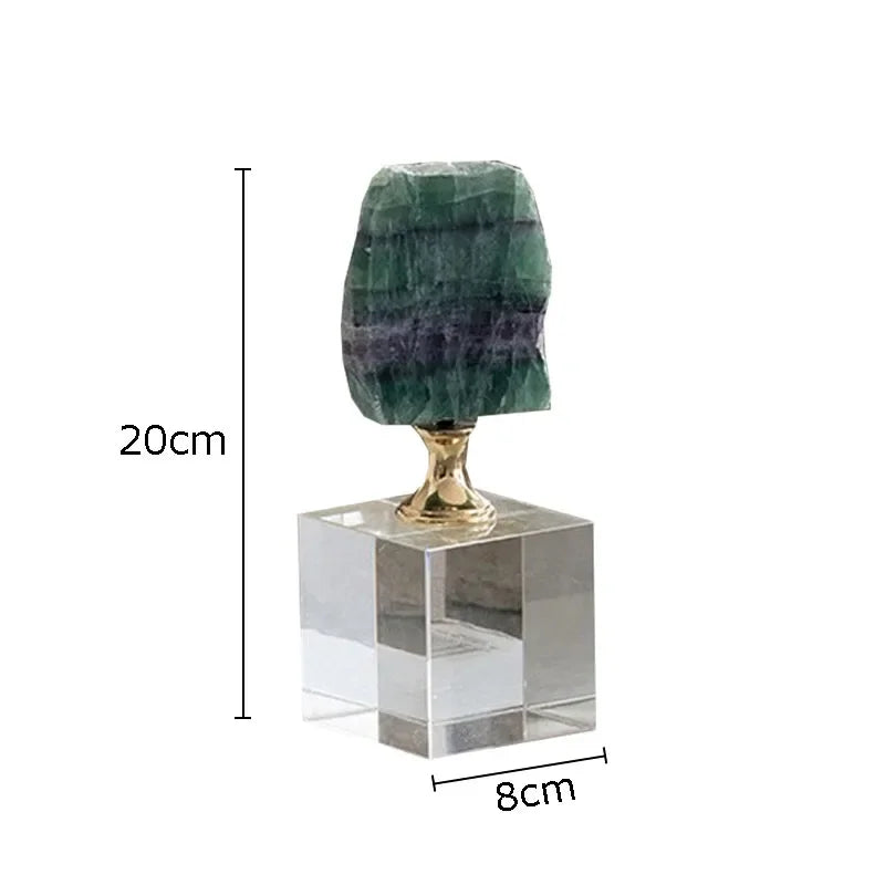 Adornos DecorBites™ con base de cristal: Obras de arte en ágata y fluorita, decoración moderna para el hogar.