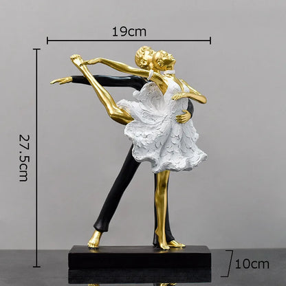 DecorBites™ Golden Tango Dancer Couple Sculpture Home Decor Figurines