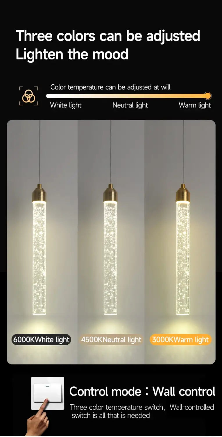 DecorBites™ Modern Crystal Pendant Light with Gold Fixtures - Home Decor