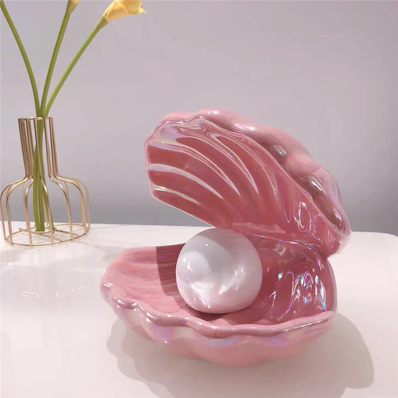 DecorBites™ Ceramic Shell Pearl Night Light: Modern Nordic Bedroom Decor and Bedside Lamp