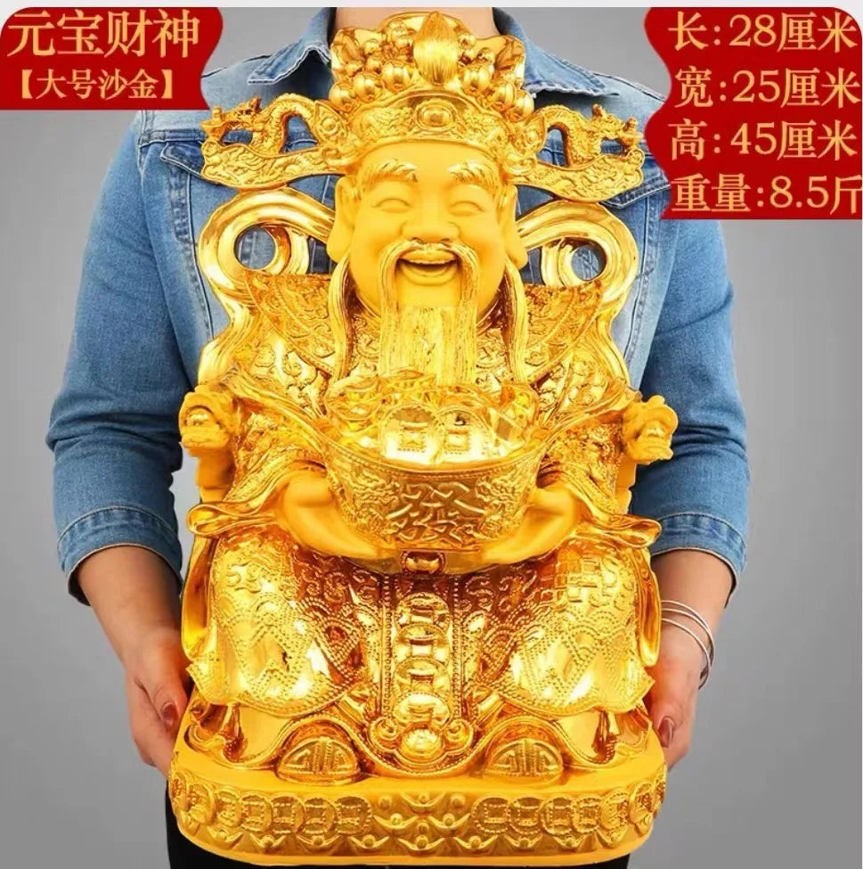 DecorBites™ Gold God of Wealth Statue: Fengshui Home Decor Sculpture for Entrance & Living Room