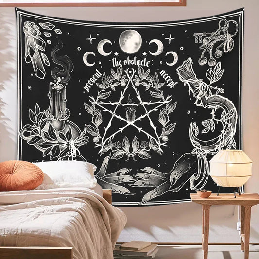 Decobites Floral Hands Tapestry: Witchcraft Psychedelic Hippie Boho Wall Hanging