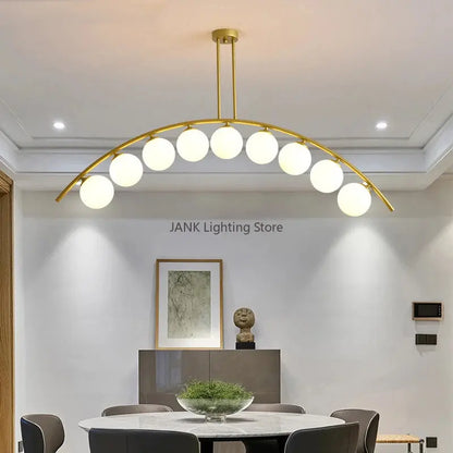 DecorBites™ Gold Glass Ball LED Chandelier for Modern Minimal Decor in Kitchen, Bedroom