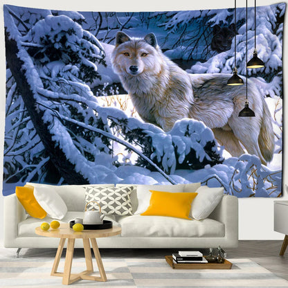 Decobites White Wolf Tapestry Wall Hanging - Mystical Home Decor