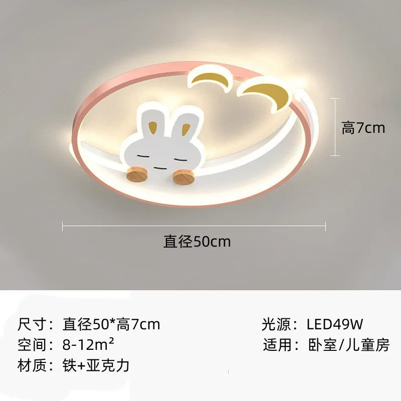 DecorBites™ Kids Crescent Moon Rabbit Ceiling Chandelier LED Bedroom Light