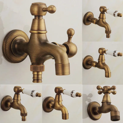 صنبور غسالة ملابس خارجية منحوت على شكل تنين من النحاس العتيق من DecorBites™ صنبور بارد