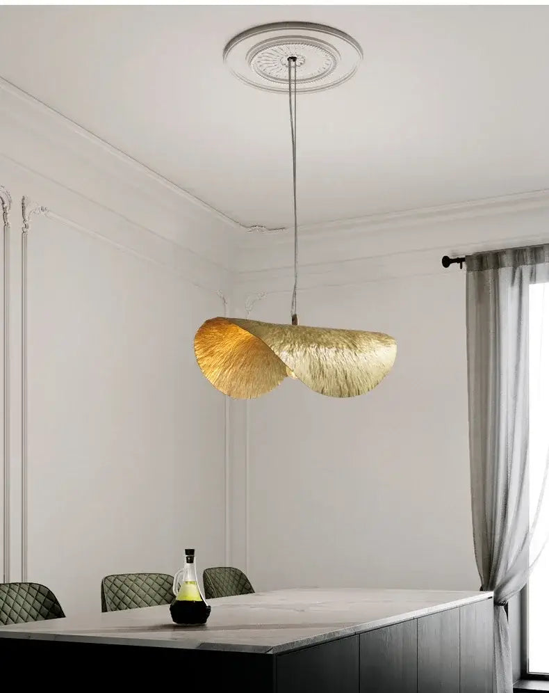 DecorBites™ Gold Lotus Leaf Pendant Light - Modern LED Chandelier